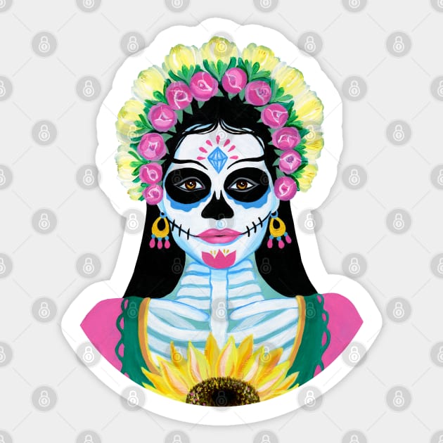 Day of the Dead Sugar Skull Girl Sticker by IvyLilyArt